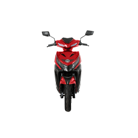 Echipament de scooter electric roșu, ideal pentru deplasări urbane rapide și ecologice.