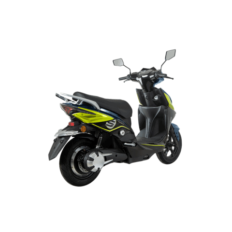 Moped electric modern negru și galben, ideal pentru oraș și transport ecologic.