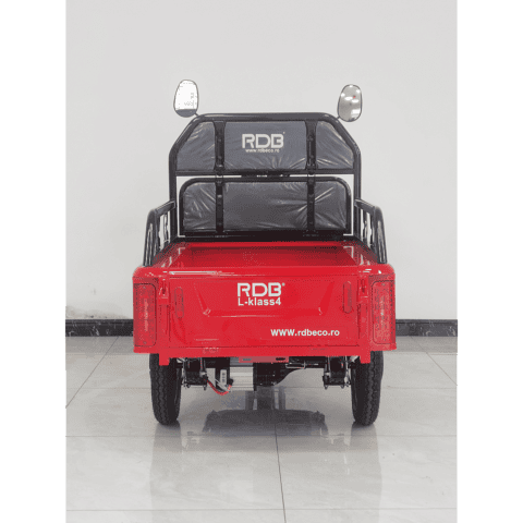 Triciclu electric fără permis RDB L-Klass4, 1350W, 25km/h, în culoare roșie.