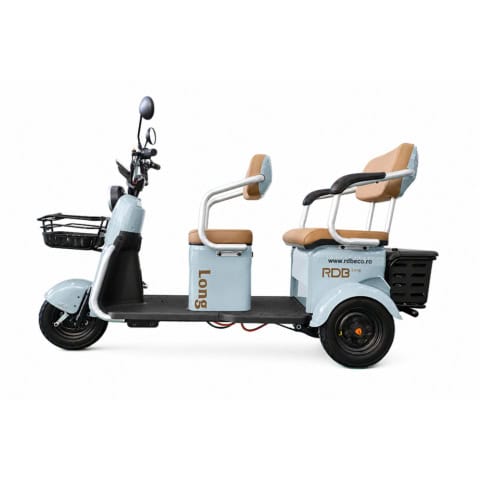 Triciclu electric fără permis, model RDB Long, 2000W, viteză 25km/h, ideal pentru deplasări urbane.