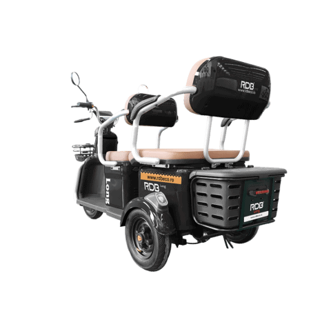 Triciclu electric fără permis RDB Long, cu motor de 2000W și viteză de 25 km/h, ideal pentru transpo.
