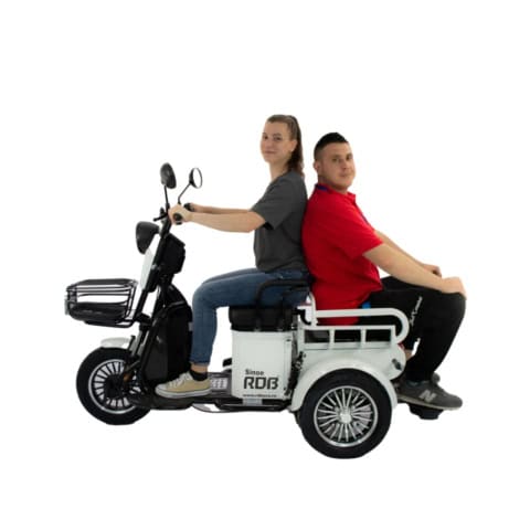 Triciclu electric fără permis RDB Sinoe, ideal pentru deplasări rapide și sigure, cu motor de 500W ș.