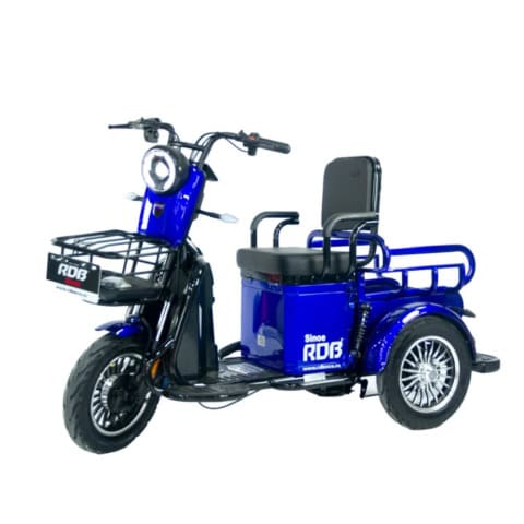 Triciclu electric fără permis, model Sinoe RDB, 500W, viteză 25 km/h, ideal pentru deplasări urbane.